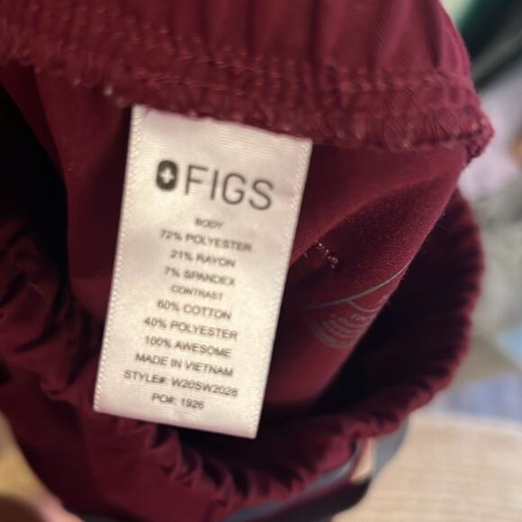 Figs Zamora high waisted women’s size XS burgundy - Picture 7 of 9